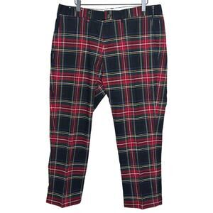 Castaway Nantucket Red Black Plaid Pants Straight Leg Holidays Winter 36 X 26